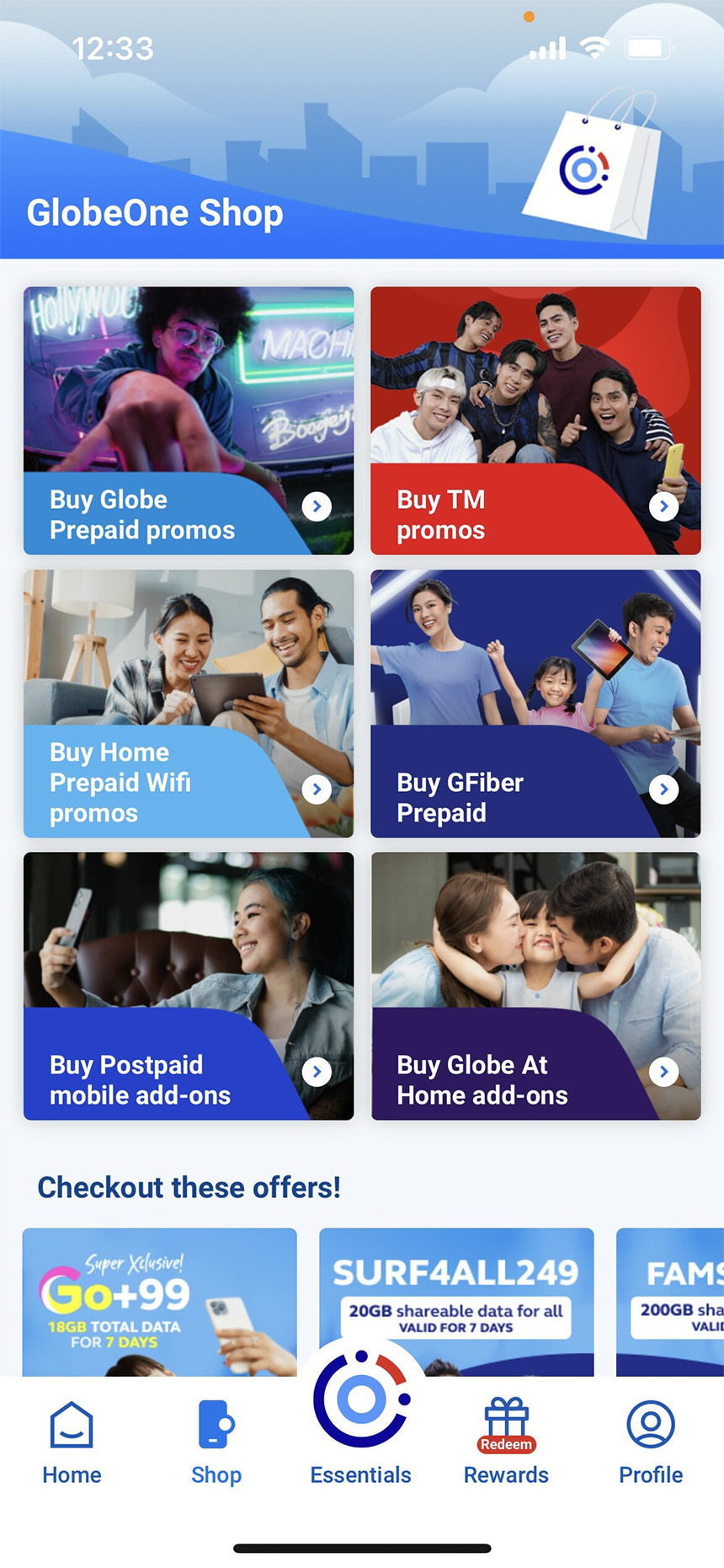 Photo of the online shop in the GlobeOne app.