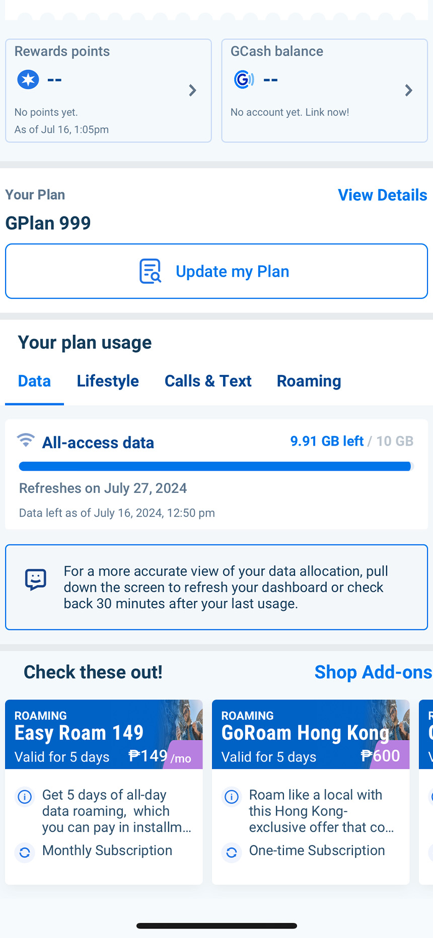 Photo of GlobeOneâs UI for monitoring data.
