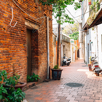An empty street in historic Lukang Township.