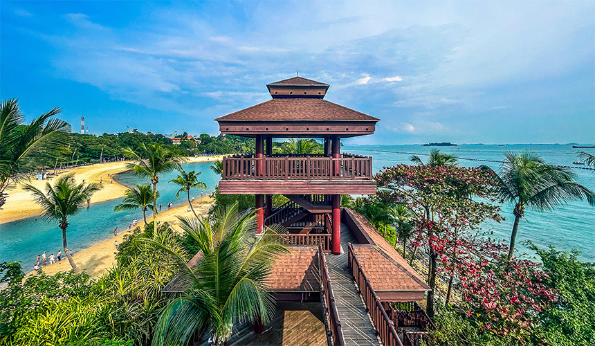 Scenic view of Palawan Beach in Sentosa.