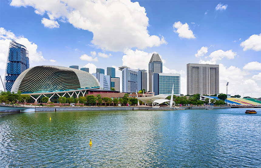 Photo of Esplanade Theatres on the bay in Singapore.