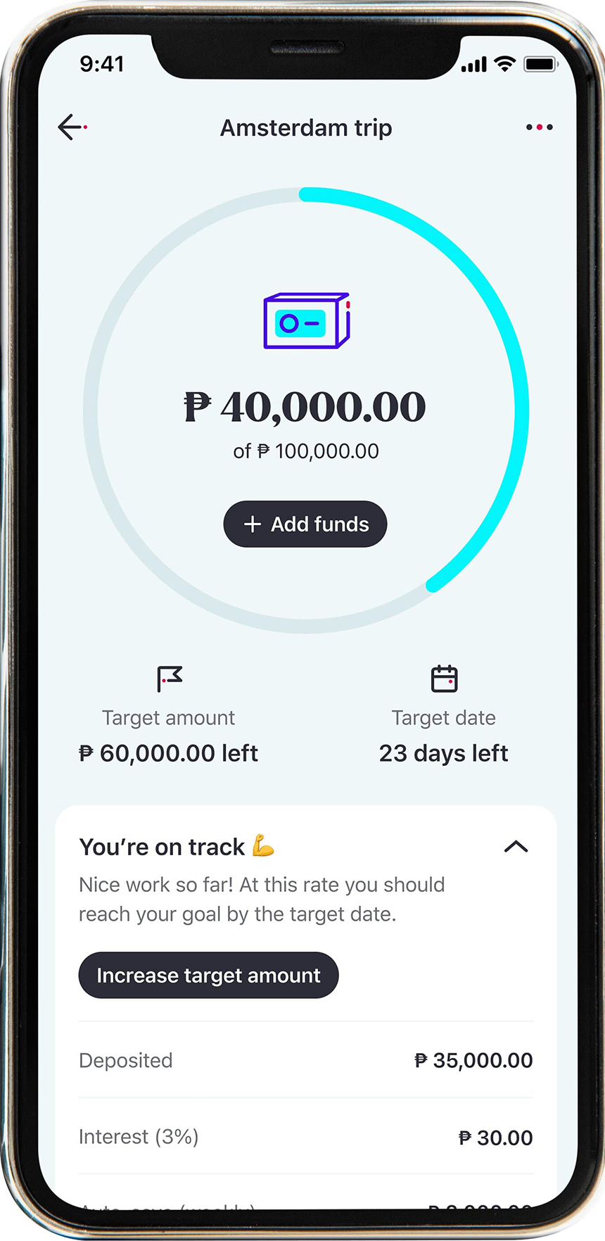 Photo of the GoTyme appâs UI.