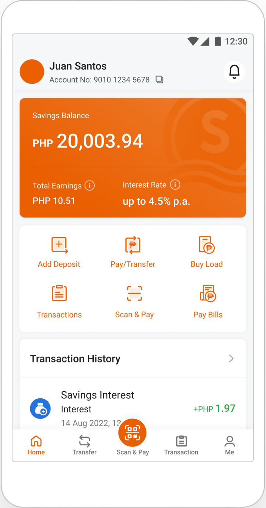 Photo of SeaBankâs app UI.